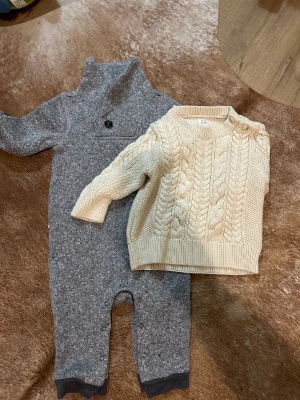Baby Boy 12 month sweater lot of 2 one piece and cream cable knit top gap old